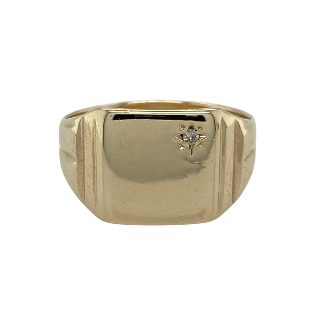 9ct Gold & Diamond Set Signet Ring