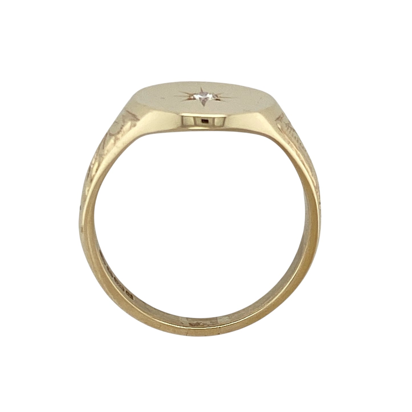 9ct Gold & Diamond Set Oval Signet Ring