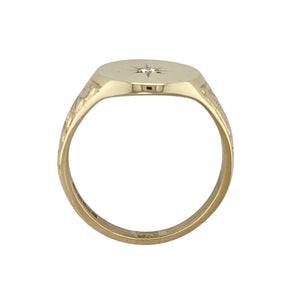 9ct Gold & Diamond Set Oval Signet Ring