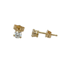Load image into Gallery viewer, 14ct Gold &amp; Cubic Zirconia Set Stud Earrings
