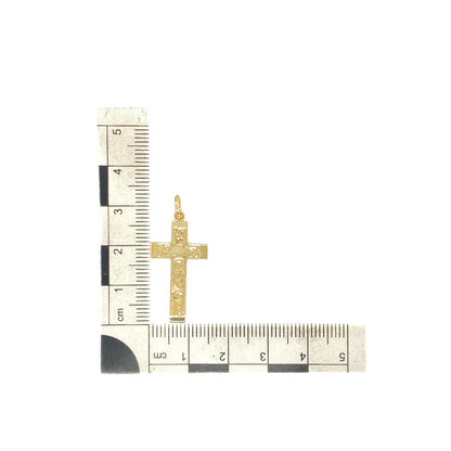 9ct Gold Patterned Cross Pendant