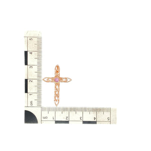 9ct Gold & Pink Stone Set Clogau Cross Pendant
