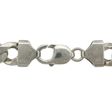 Load image into Gallery viewer, Bring bold presence and classic style to your collection with this pre-owned 925 silver curb chain—perfect for making a strong and timeless statement.

Design: The chain features 11mm wide curb links, offering a sleek and substantial look.
Material: Made from 925 sterling silver, the polished finish enhances the bright tone and smooth contours of each link.
Chain Detail: Measuring 18&quot; in length, the chain sits comfortably and secures with a sturdy clasp for reliable wear.

