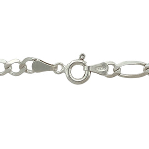 Bring classic style and everyday versatility to your collection with this pre-owned 925 silver Figaro chain—perfect for adding a subtle touch of elegance to any look.

Design: The chain features 4mm wide Figaro links in the traditional pattern of alternating short and long links, offering a timeless and refined appearance.
Material: Made from 925 sterling silver, the polished finish enhances the bright tone and smooth contours of the design.

