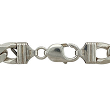 Load image into Gallery viewer, Bring bold presence and timeless appeal to your collection with this pre-owned 925 silver curb chain—perfect for making a confident statement.

Design: The chain features 11mm wide curb links, creating a strong and classic look.
Material: Made from 925 sterling silver, the polished finish enhances the bright tone and smooth profile of each link.
Chain Detail: Measuring 20&quot; in length, the chain offers a comfortable drape and secures with a sturdy clasp for reliable wear.

