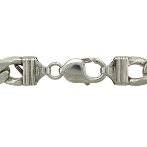 Bring bold presence and timeless appeal to your collection with this pre-owned 925 silver curb chain—perfect for making a confident statement.

Design: The chain features 11mm wide curb links, creating a strong and classic look.
Material: Made from 925 sterling silver, the polished finish enhances the bright tone and smooth profile of each link.
Chain Detail: Measuring 20" in length, the chain offers a comfortable drape and secures with a sturdy clasp for reliable wear.
