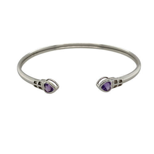 9ct White Gold & Amethyst Set Torque Bangle