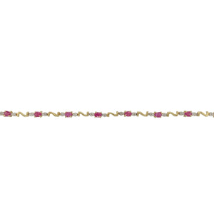 10ct Gold Diamond & Ruby Set 7.5" Bracelet
