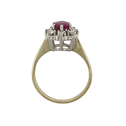 9ct Gold Diamond & Ruby Set Cluster Ring