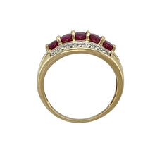Load image into Gallery viewer, 9ct Gold Diamond &amp; Ruby Set Band Ring
