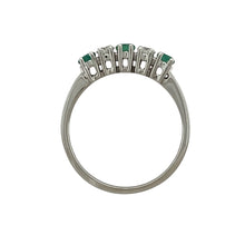 Load image into Gallery viewer, 9ct White Gold Diamond &amp; Emerald Set Band Ring
