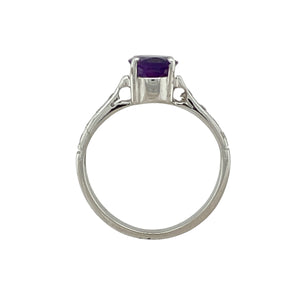 18ct White Gold Diamond & Amethyst Set Ring