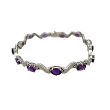 Load image into Gallery viewer, 18ct White Gold Diamond &amp; Amethyst Set 7.25&quot; Bracelet
