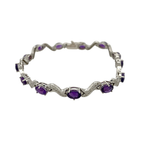 18ct White Gold Diamond & Amethyst Set 7.25