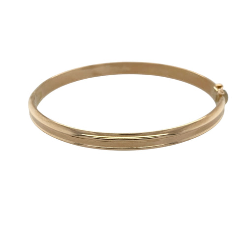 9ct Gold Plain Ridged Hinged Bangle
