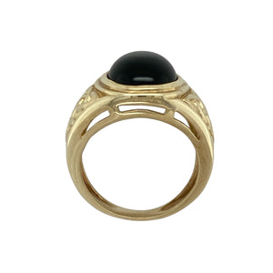 9ct Gold & Onyx Set Celtic Knot Patterned Signet Ring