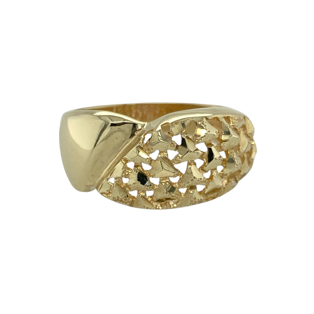 9ct Gold Open Patterned Wide Band Ring