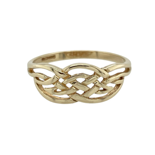 9ct Gold Celtic Knot Weave Band Ring