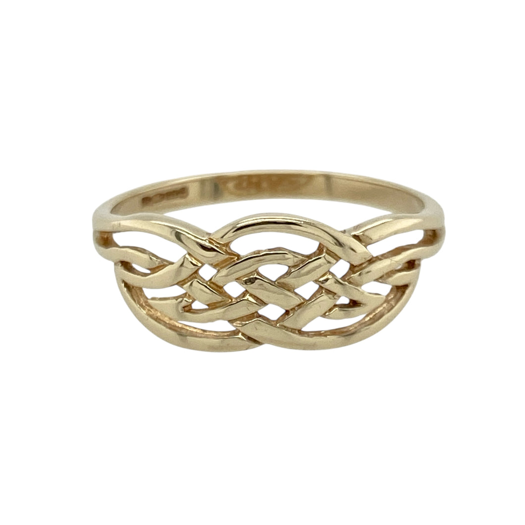 9ct Gold Celtic Knot Weave Band Ring