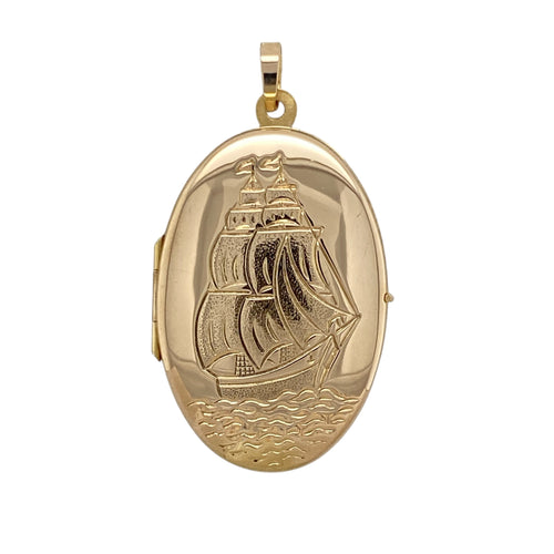 9ct Gold Ship Oval Locket