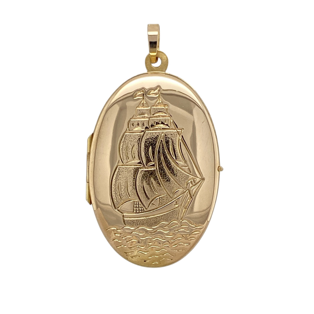 9ct Gold Ship Oval Locket