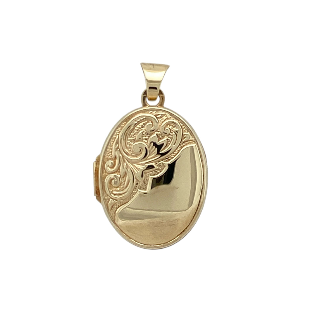 9ct Gold Patterned Oval Locket
