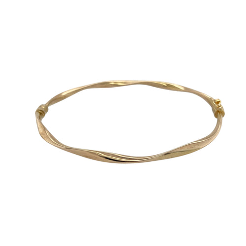 9ct Gold Twist Hinged Bangle