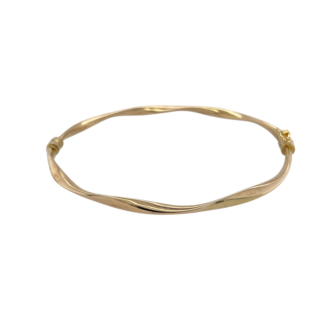 9ct Gold Twist Hinged Bangle