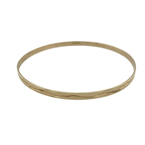 9ct Solid Gold Diamond Cut Patterned Bangle