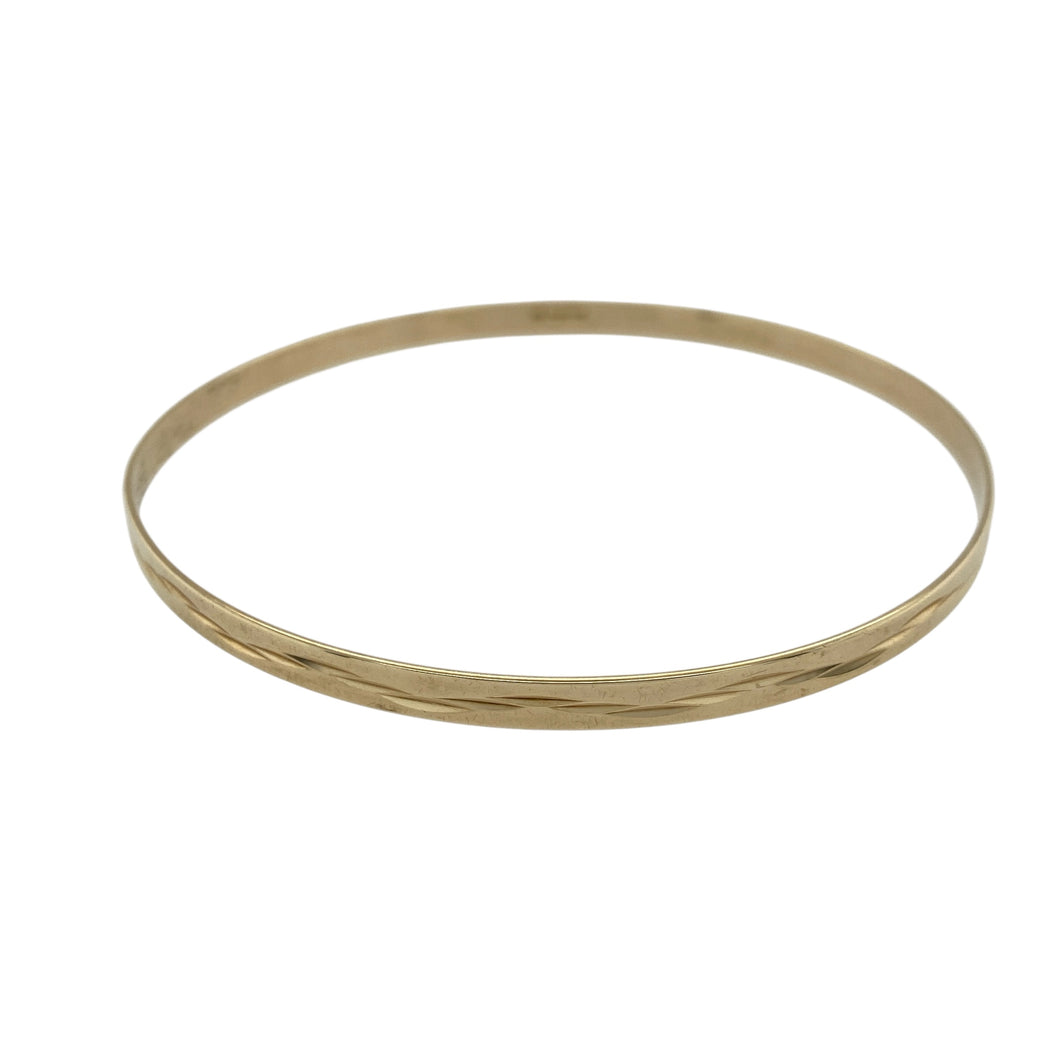 9ct Solid Gold Diamond Cut Patterned Bangle