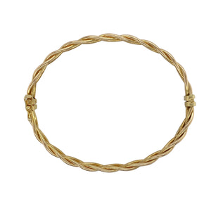 9ct Gold Twisted Plait Hinged Bangle