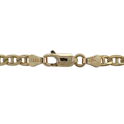 Bring bold style and golden strength to your collection with this pre-owned 9ct yellow gold anchor chain—a classic design with strong presence, perfect for statement wear.

Design: The 24" chain features traditional anchor links, each measuring 4mm in width, offering a distinctive and durable look.
Material: Made from 9-carat yellow gold, the polished finish enhances the robust links and adds timeless appeal.
