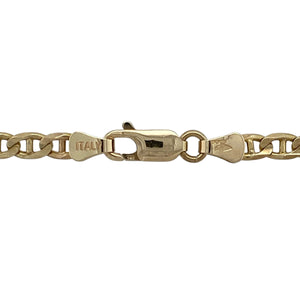 Bring bold style and golden strength to your collection with this pre-owned 9ct yellow gold anchor chain—a classic design with strong presence, perfect for statement wear.

Design: The 24" chain features traditional anchor links, each measuring 4mm in width, offering a distinctive and durable look.
Material: Made from 9-carat yellow gold, the polished finish enhances the robust links and adds timeless appeal.
