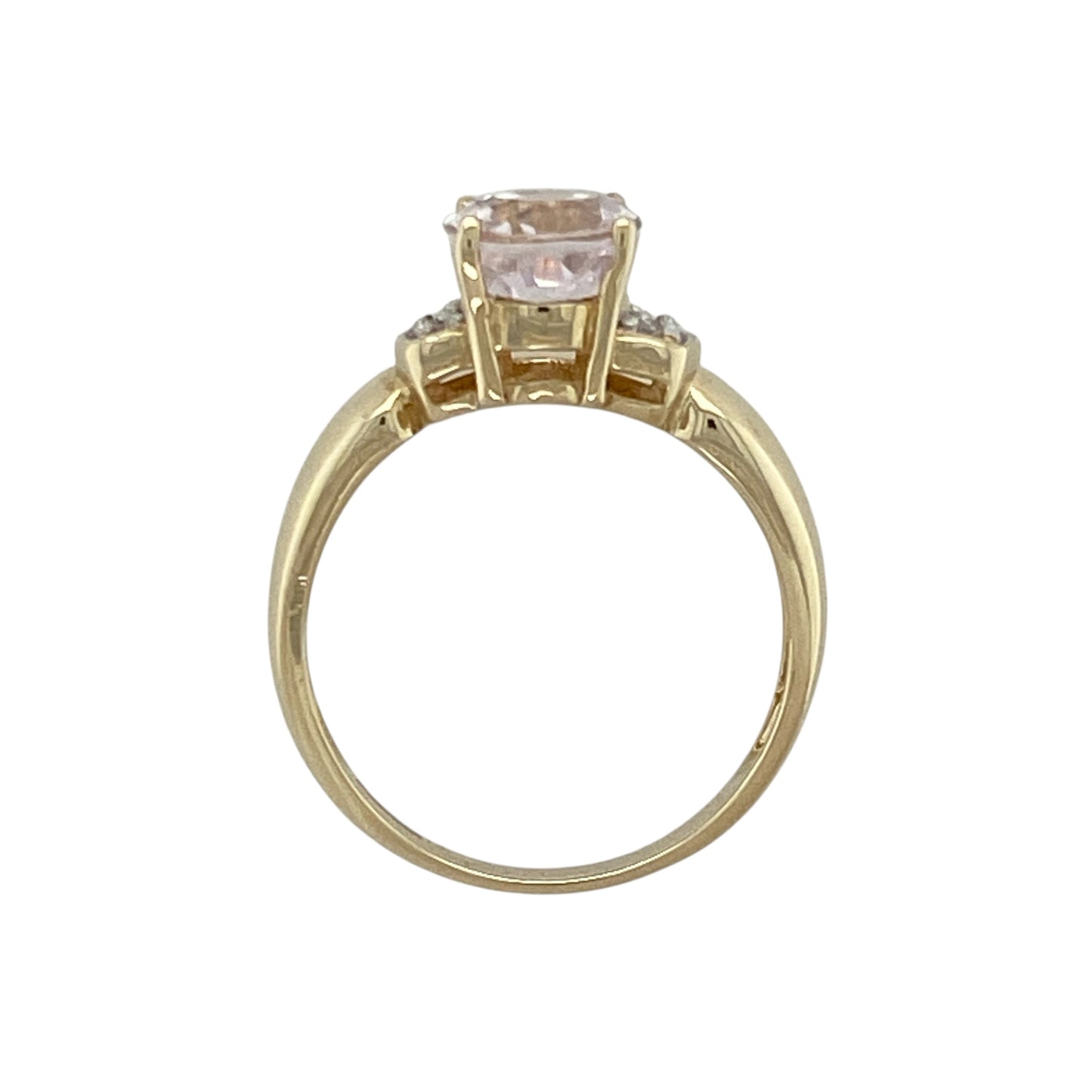 9ct Gold Diamond & Pink Stone Set Ring
