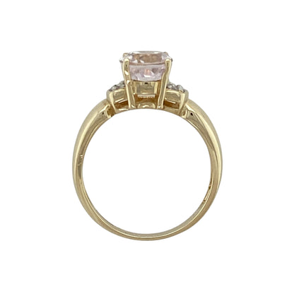 9ct Gold Diamond & Pink Stone Set Ring