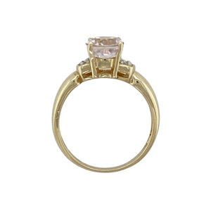 9ct Gold Diamond & Pink Stone Set Ring