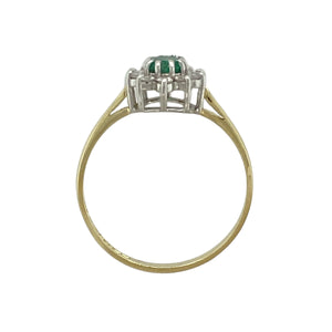 18ct Gold Diamond & Emerald Set Cluster Ring