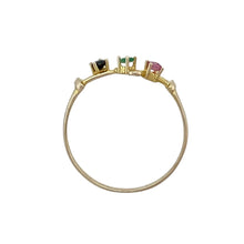 Load image into Gallery viewer, 9ct Gold Ruby, Emerald &amp; Sapphire Scroll Detail Ring
