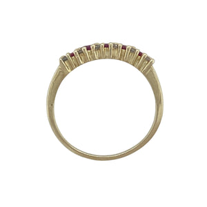 9ct Gold Diamond & Ruby Set Band Ring