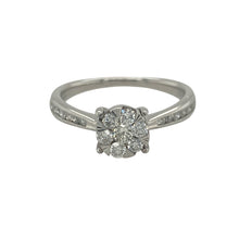 Load image into Gallery viewer, 9ct White Gold &amp; Diamond Set Cluster Illusion Solitaire Ring
