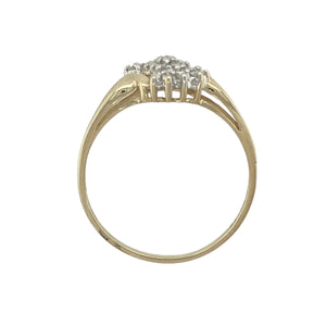 9ct Gold & Diamond Set Split Shoulder Cluster Ring