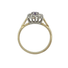 Load image into Gallery viewer, 9ct Gold Purple Stone &amp; Cubic Zirconia Set Flower Cluster Ring
