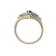 Load image into Gallery viewer, 9ct Gold Diamond Sapphire Emerald &amp; Ruby Set Cluster Ring
