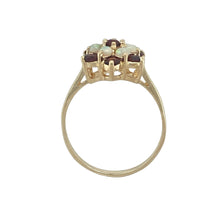 Load image into Gallery viewer, 9ct Gold Garnet &amp; Opal Set Cluster Ring
