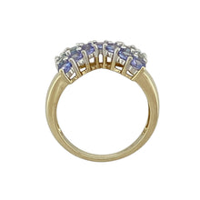 Load image into Gallery viewer, 9ct Gold Tanzanite &amp; Blue Topaz Set Bow Style Cluster Ring
