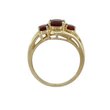 Load image into Gallery viewer, 9ct Gold &amp; Garnet Set Trilogy Twist Ring
