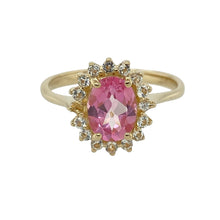 Load image into Gallery viewer, 9ct Gold &amp; Pink and White Cubic Zirconia Set Cluster Ring
