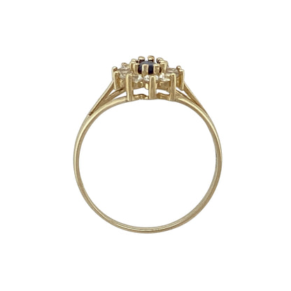 9ct Gold Sapphire & Cubic Zirconia Set Cluster Ring