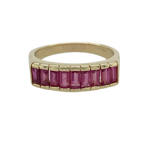 9ct Gold Diamond & Ruby Set Band Ring