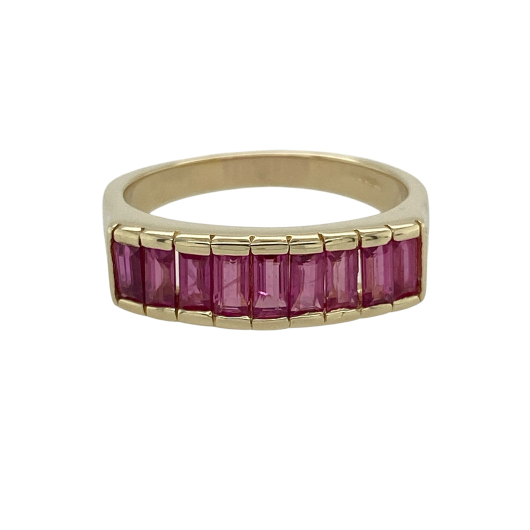 9ct Gold Diamond & Ruby Set Band Ring